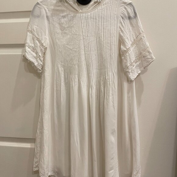 Aritzia Wilfred Sonore Mini  Dress Belted Flowy Lace Short Sleeve White XXS - Picture 1 of 6